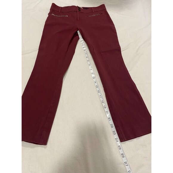 Anthropologie The Essential Slim Pant Burgundy Women's Size 4 - Picture 5 of 7